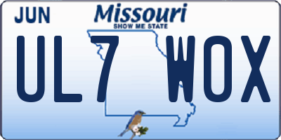 MO license plate UL7W0X