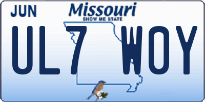 MO license plate UL7W0Y