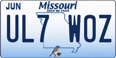 MO license plate UL7W0Z
