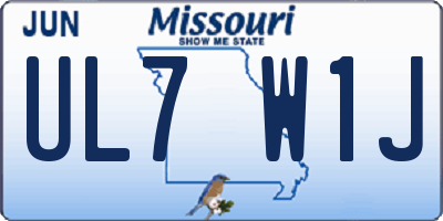 MO license plate UL7W1J