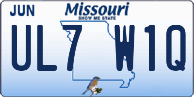 MO license plate UL7W1Q