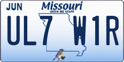 MO license plate UL7W1R