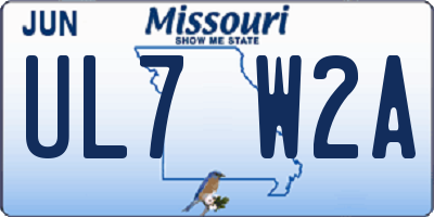 MO license plate UL7W2A