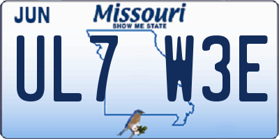 MO license plate UL7W3E