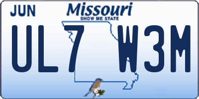 MO license plate UL7W3M