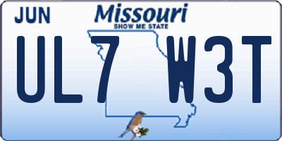 MO license plate UL7W3T