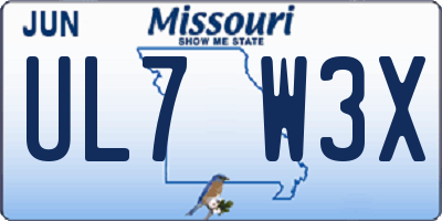 MO license plate UL7W3X