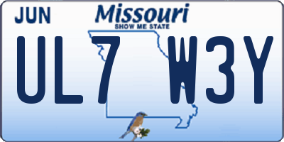 MO license plate UL7W3Y