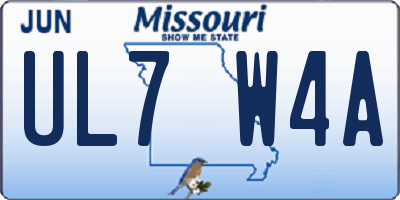 MO license plate UL7W4A