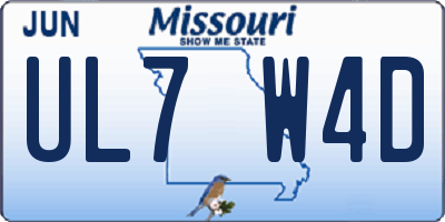 MO license plate UL7W4D