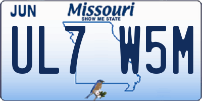 MO license plate UL7W5M