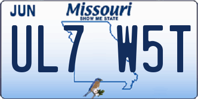 MO license plate UL7W5T