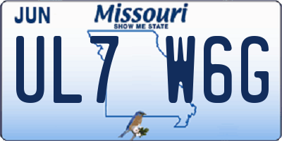 MO license plate UL7W6G
