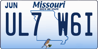 MO license plate UL7W6I