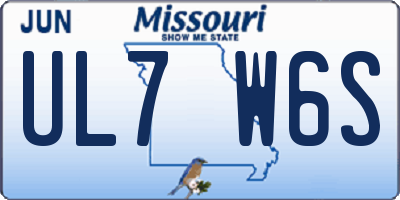 MO license plate UL7W6S