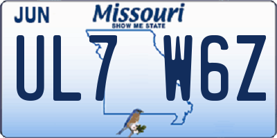 MO license plate UL7W6Z