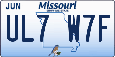 MO license plate UL7W7F
