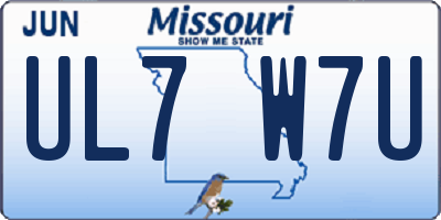 MO license plate UL7W7U