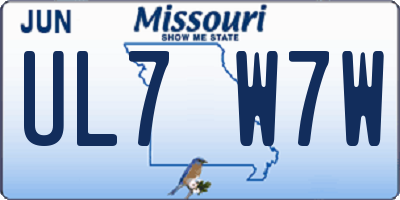 MO license plate UL7W7W
