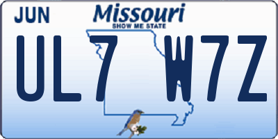 MO license plate UL7W7Z