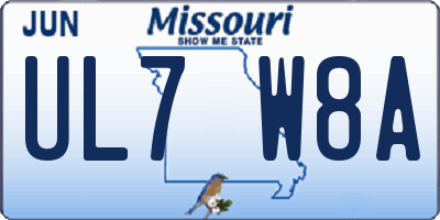 MO license plate UL7W8A
