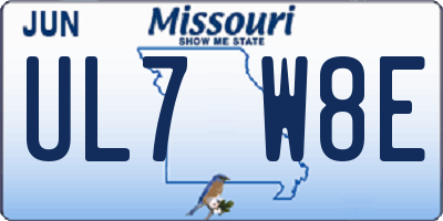 MO license plate UL7W8E
