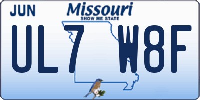 MO license plate UL7W8F