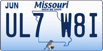 MO license plate UL7W8I