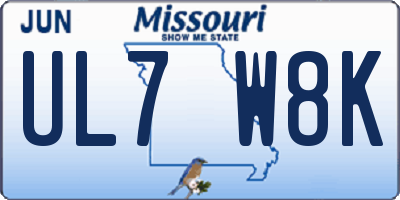 MO license plate UL7W8K