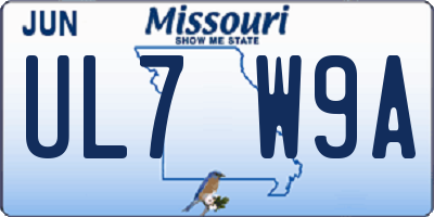 MO license plate UL7W9A