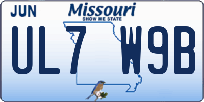 MO license plate UL7W9B