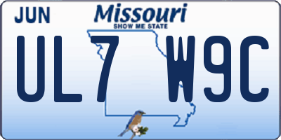 MO license plate UL7W9C