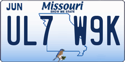 MO license plate UL7W9K