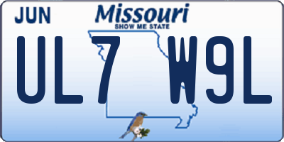 MO license plate UL7W9L
