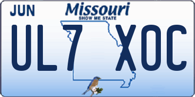 MO license plate UL7X0C