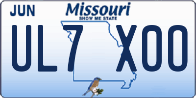 MO license plate UL7X0O