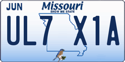 MO license plate UL7X1A