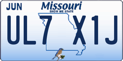 MO license plate UL7X1J