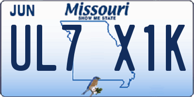 MO license plate UL7X1K