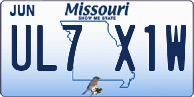 MO license plate UL7X1W