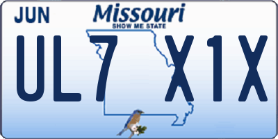 MO license plate UL7X1X