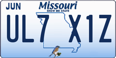 MO license plate UL7X1Z