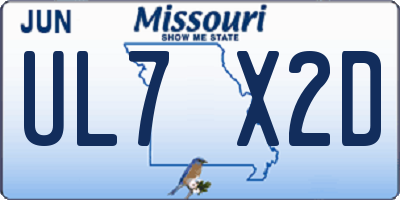 MO license plate UL7X2D