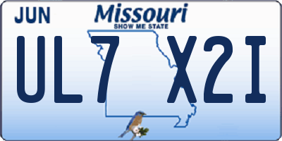 MO license plate UL7X2I