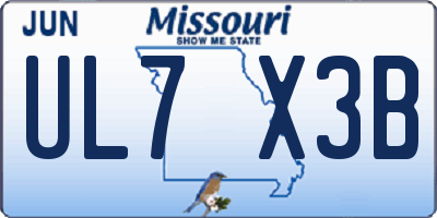MO license plate UL7X3B