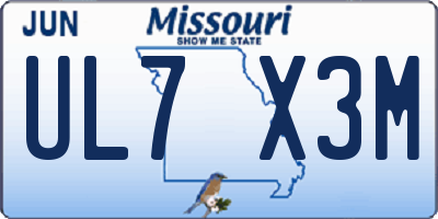 MO license plate UL7X3M