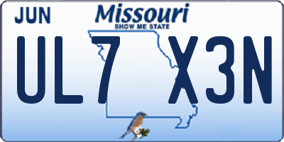 MO license plate UL7X3N