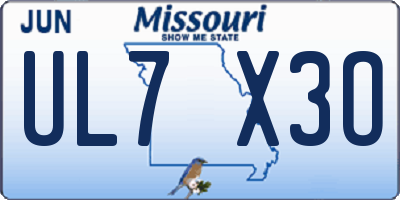 MO license plate UL7X3O