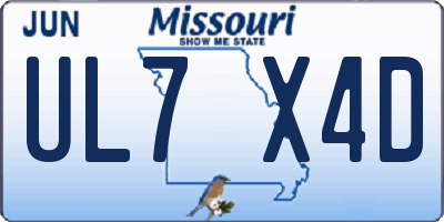 MO license plate UL7X4D