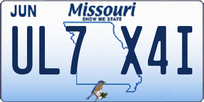 MO license plate UL7X4I